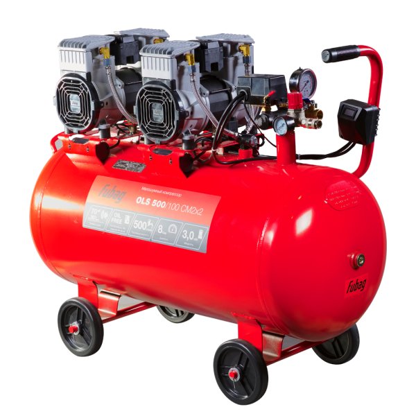 Компрессор воздушный безмасляный малошумный FUBAG OLS 500/100 CM2х2 + Набор пневмоинструмента (5 предметов) в ПОДАРОК в Новосибирске фото