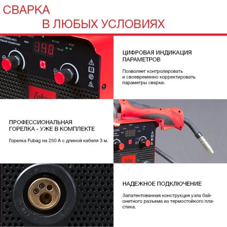 Полуавтомат сварочный FUBAG IRMIG 180 SYN с горелкой 250 А 3 м в комплекте в Новосибирске фото